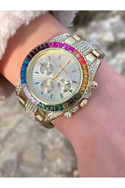 ÇENÇEN Unısex Yüksek Kalite Full  Taşlı Patek Çelik Kordon Saat