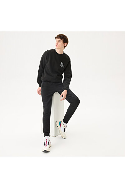 Lacoste Ανδρικό φούτερ Relaxed Fit Crew Neck με στάμπα μαύρο
