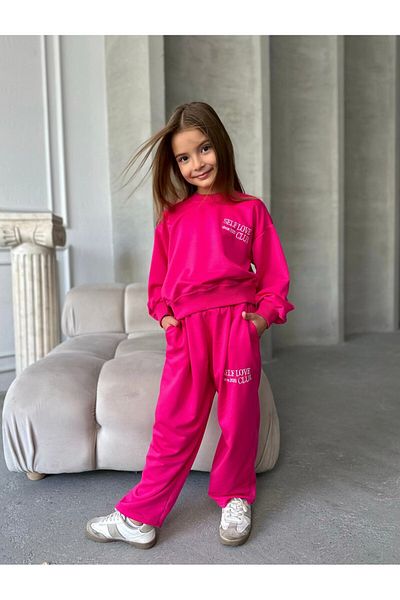 le petit sole Girl's Self Love Slogan Oversize Top and Bottom Set