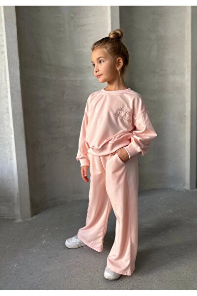 le petit sole Girl's Self Love Slogan Oversize Top and Bottom Set