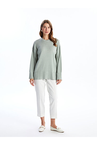 LC Waikiki Green Crew Neck Women's Knitwear Tunic