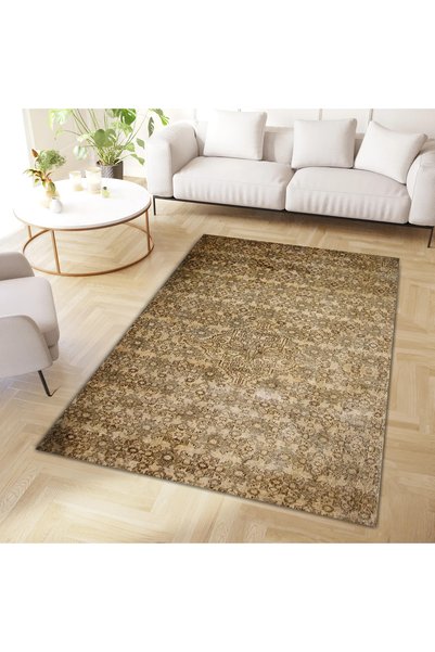 Rugs Modern Halı Колекция Melisa Бежово-кафяво-черно килимче с десен и тъкана...