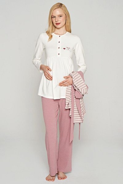 Feyza Women's 3-Piece Jacquard Pink Maternity Set C3T0N1O5