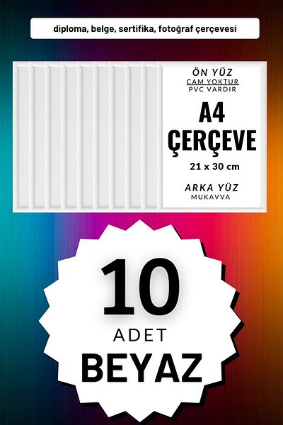 CreaWitch 10 Pieces of A4 White Pvc Frame with Diploma, Document, Certificate and Photo Picture