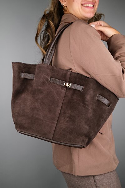 LuviShoes CELONA barna valódi velúr bőr női válltáska