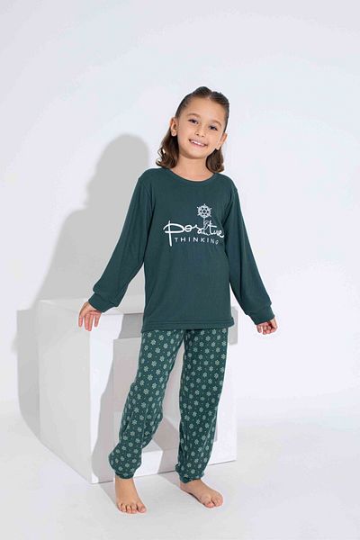 Tarık Girl's Long Sleeve Thermal Fabric Winter Warm Pajamas Set