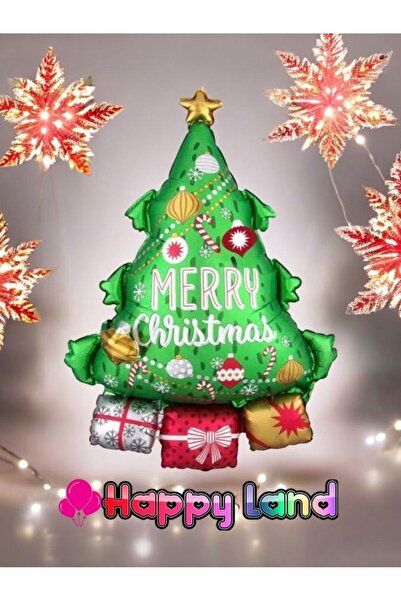 Happyland Yılbaşı Balonu Yılbaşı Ağacı Şeklinde  Folyo Balon 80x55 cm Yılbaşı Balonları