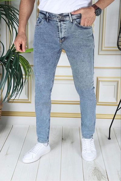 phantom jns by sekman Blue Snow Wash Lycra Slim Fit Ανδρικό τζιν παντελόνι τζιν Jean Slim Fit βαμβακερό