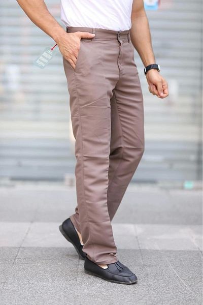 PHANTOM JEANS Παντελόνι Daddy από πολυβισκόζη λινό χρώματος καφέ γάλακτος - Classic Cut Seasonal με πλαϊνές τσέπες