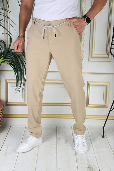 PHANTOM JEANS Men's Slim Fit Lycra Quality Cotton Trousers - Mustard, Italian Cut