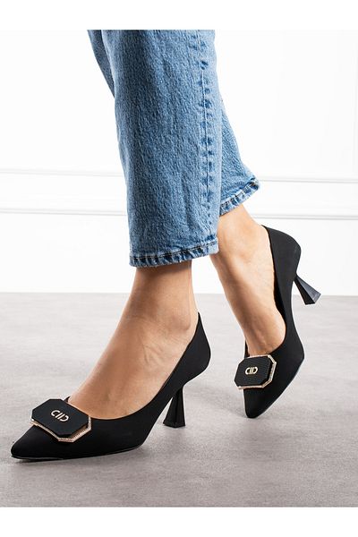 Alemdar Shoes ORSİNA Pantofi de damă cu toc cu cataramă din piele intoarsa neagra