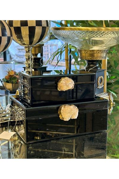 veraev Glass Natural Stone Decorative Box
