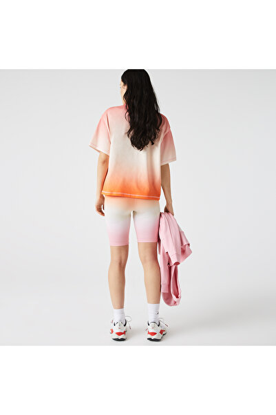 Lacoste Sport Kadın Slim Fit Desenli Açık Turuncu Tayt