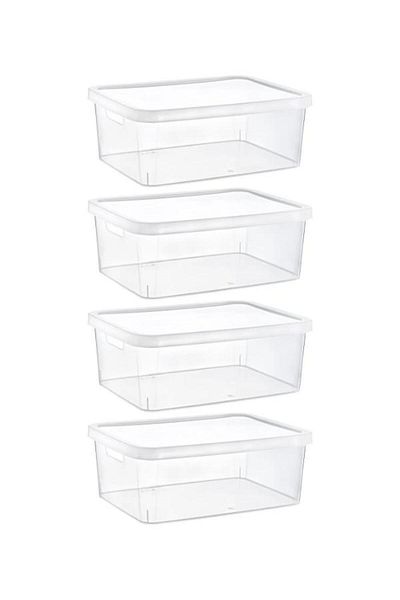 PANJI Stafi Set of 4 - Transparent Box with Lid, 4.5 Lt, Multi-Purpose