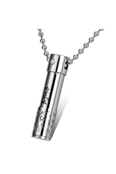 Herşey Nota Dilek Kolyesi Ilaç, Dua Kül Not Saklama Kapsül Açılabilen Paslanmaz Çelik Kolye Gümüş Renk İşleme