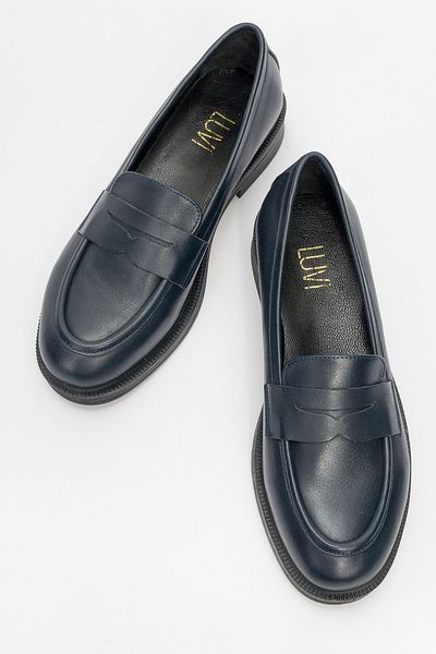 LuviShoes PLINE Damen-Loafer-Schuhe aus echtem Leder in Marineblau