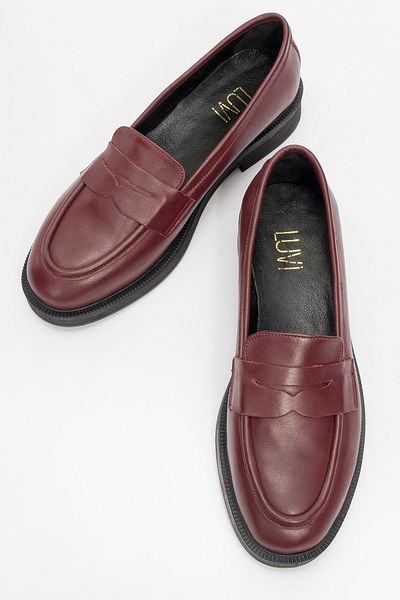 LuviShoes PLINE Claret Red Skin Damen-Loafer-Schuhe aus echtem Leder