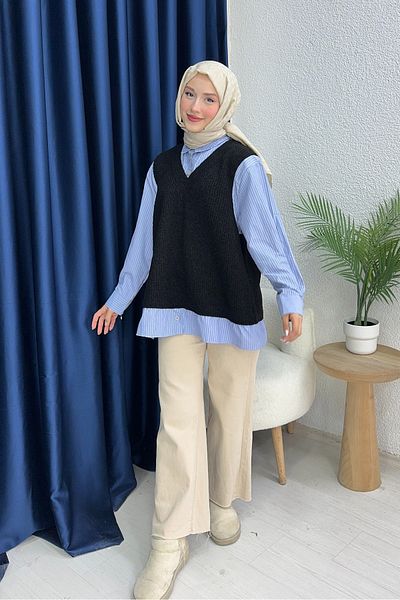 lurex moda Pulover cu detaliu cămașă