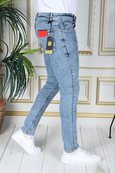 phantom jns by sekman Blue Snow Wash Lycra Slim Fit Ανδρικό τζιν παντελόνι τζιν Jean Slim Fit βαμβακερό