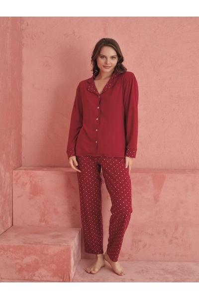 CALİA Women's Front Buttoned Bamboo Fabric 4 Season Pajamas Set