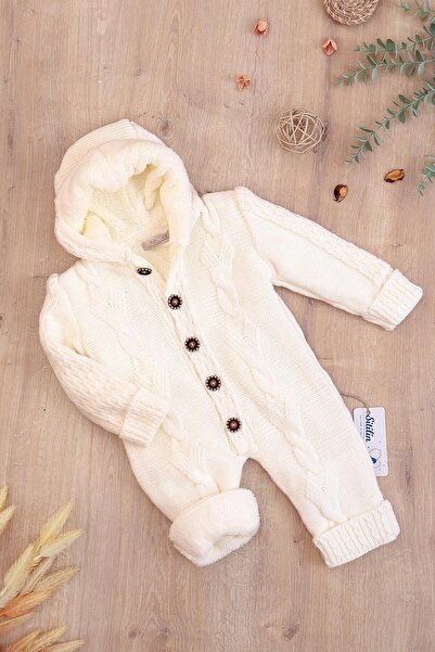 Sitilin Winter Knitwear Jumpsuit - Cream, Hooded, Baby, Stl6824