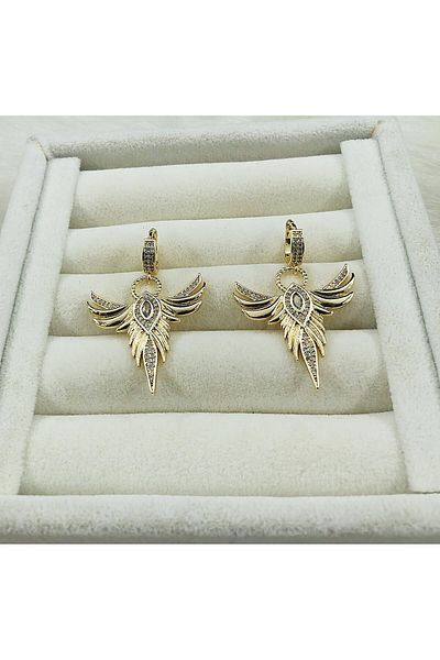 DS DİAMONDSHOP Phoenix Earrings Emerald - Bykp- 2024110021   Bird