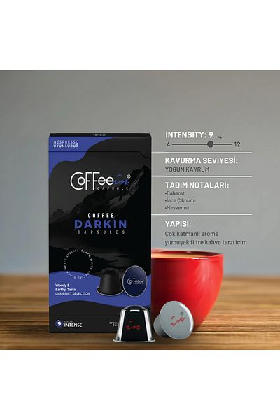 Coffeein Coffee Darkin Lungo Aluminum Nespresso Coffee Capsules 10 Pack (Nespresso Compatible) 100% Arabica
