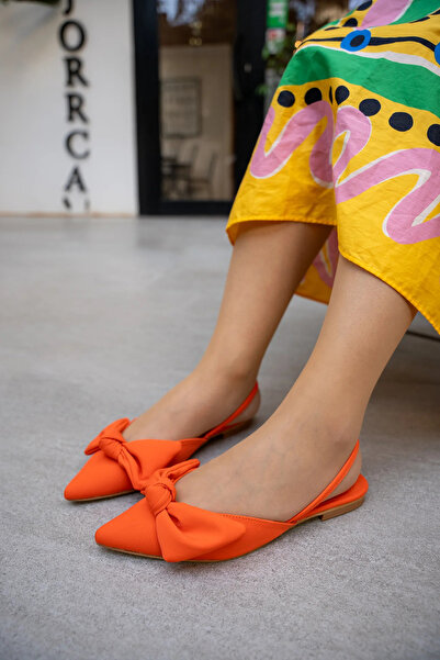 LAMİNTA Orange Maru Ballerinas - Bow and Back Band Detail