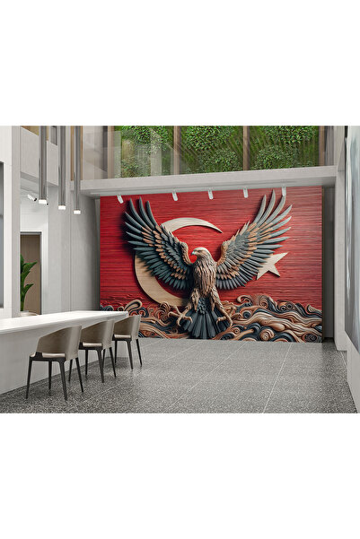 Home Türk bayrağı önünde kartal poster duvar kağıdı