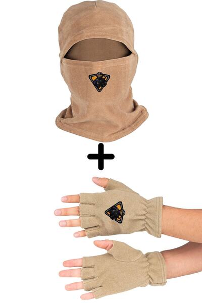 Fanze Set de mănuși cu mască de zăpadă din lână polară militară pentru jocuri...