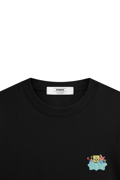 Overoz Μπλουζάκι με πλάτη με τύπωμα ημι-μαύρο oversized 1232