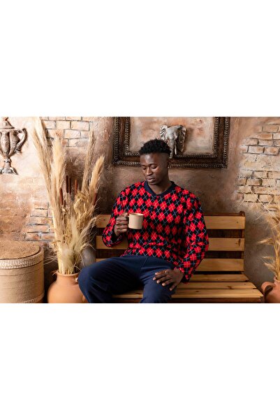 CALİA Erkek Uzun Kollu Polar Kışlık Sıcak Tutan Pijama Takımı YENİ SEZON