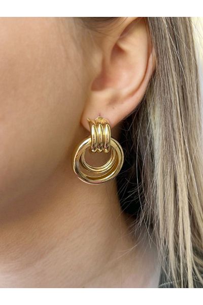 ZELKA Steel Hook Interlaced Gold Earrings