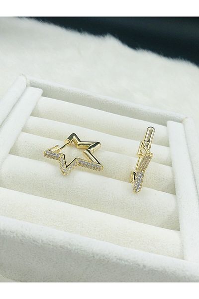 DS DİAMONDSHOP Star Model Zircon Stone Earrings New Season Byk- 20241100026