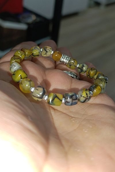 TAŞÇIZADE Agate Stone Ant 8 mm Cube Cut Natural Stone Bracelet