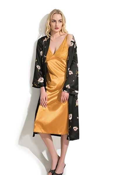 FLZ KADIN SATEN SABAHLIK GECELİK İKİLİ FANTAZİ SET 32-238