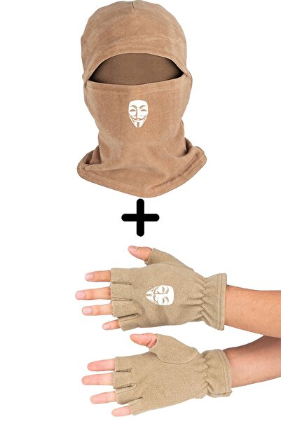 Fanze Set de mănuși decupate Hacker Polar Snow Mask Kesik Eldiven Set Kum zrn...