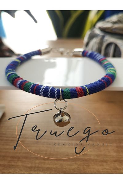 Truego Bohemian Cat Neck Collar with Bell - Blue