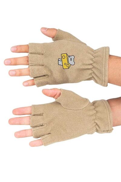 Fanze Mănuși din lână cu imprimeu Winter Mouse Cheese - rnz3502