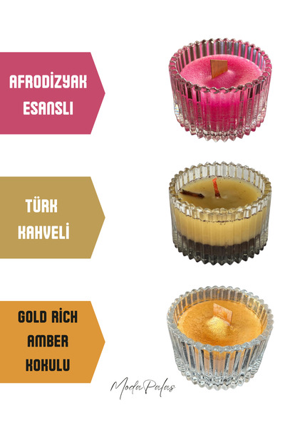 Shal&Shal 3'lü Mum Seti - Afrodizyak Esanslı & Türk Kahveli & Gold Rich Amber...
