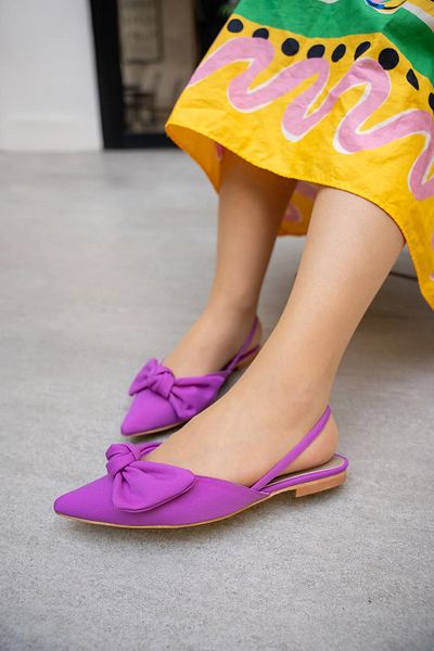 LAMİNTA Maru Ballerinas with Purple Bow - Back Band Detail