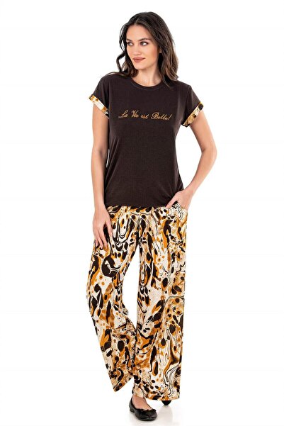 FLZ Women's Summer Modal Cotton Patterned Sleeve Pyjama Set Dowry 08-54