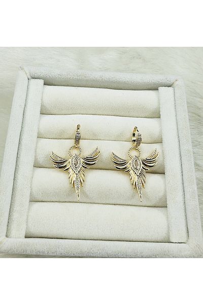 DS DİAMONDSHOP Phoenix Earrings Emerald - Bykp- 2024110021   Bird