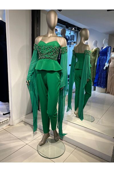 Robes Βραδινό φόρεμα με μανίκια σιφόν Strablez Draped