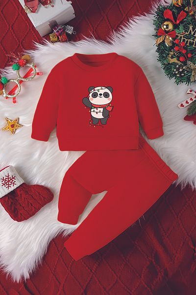 ADABEBEK New Year's Celebrating Panda Printed 2-Piece Baby Set 23195