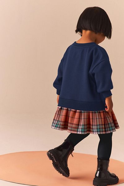 Next Baby Dark Blue - Long Sleeve Sweat Dress & Leggings