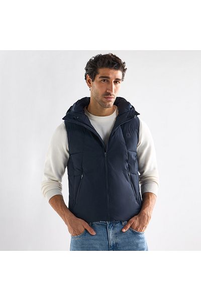 FAV Quilted Sleeveless Jacket With Hood And Zip Closure