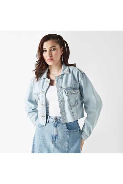 Lee Cooper سترة قصيرة من الدنيم بأكمام طويلة