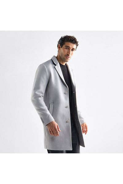 FAV Solid Notch Lapel Coat With Pockets And Long Sleeves