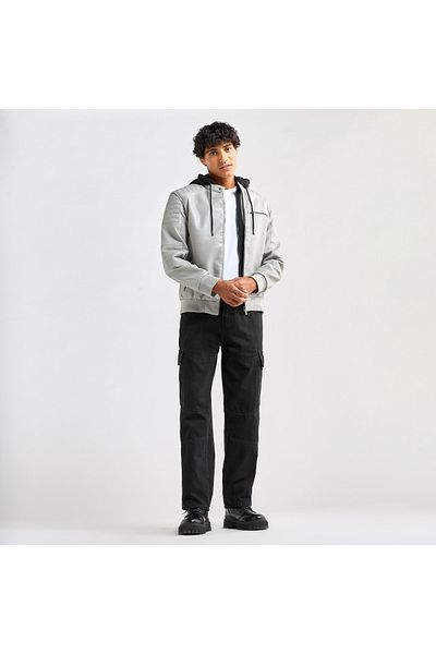 FAV Straight Bomber Jacket with Hoodie and Zipper